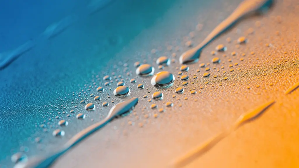 Makroaufnahme von Wassertropfen auf einer strukturierten Oberfläche als Metapher für den Prozess des Aufwärmens von Kontakten in einem Funnel