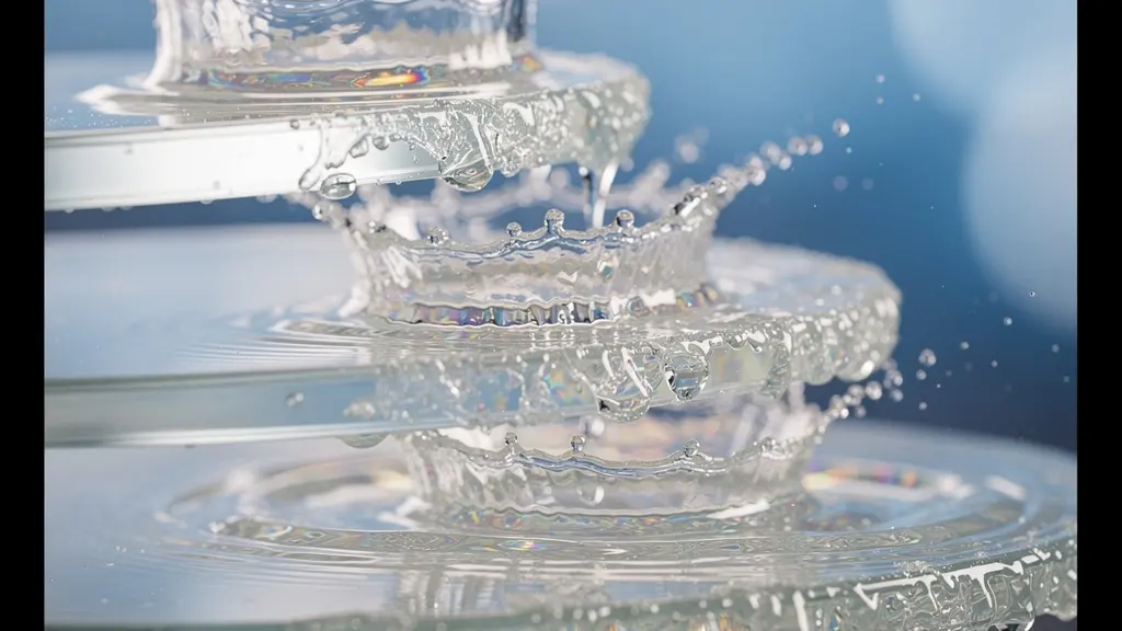Visualisierung des abnehmenden Grenzertrags im Marketing-Budget durch kaskadierende Wassertropfen