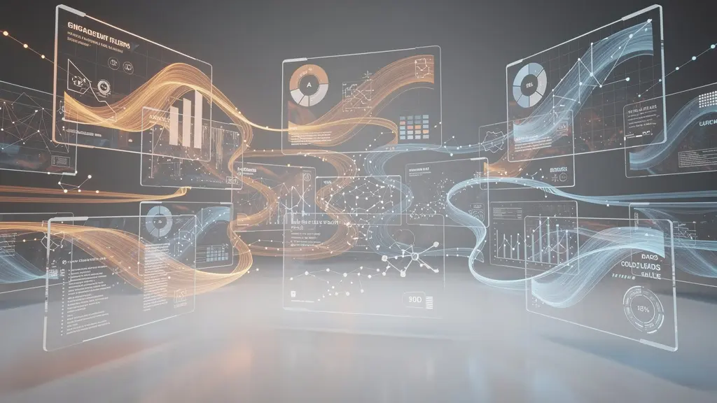 Digitale Dashboard-Visualisierung mit verschiedenen Lead-Scoring-Metriken und Engagement-Indikatoren
