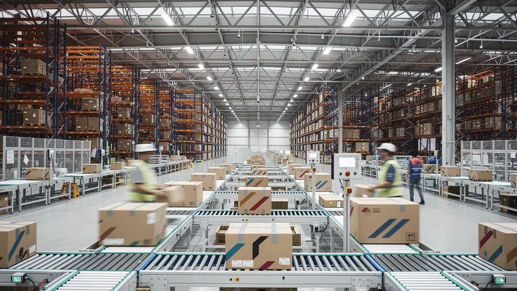 Modernes Fulfillment-Center während der Spitzenlastverarbeitung