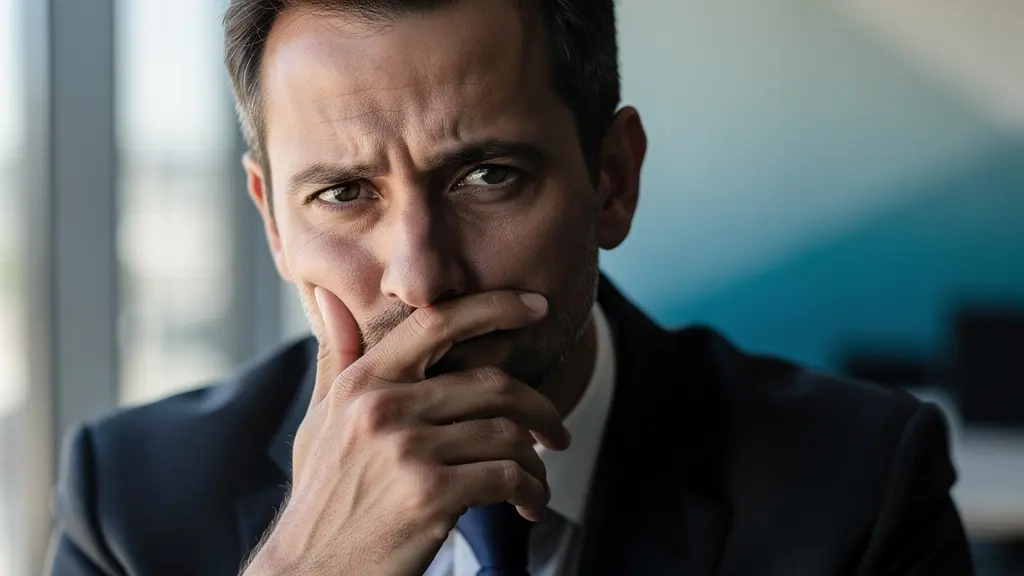 Nahaufnahme eines Business Leaders in authentischem Moment der Reflexion